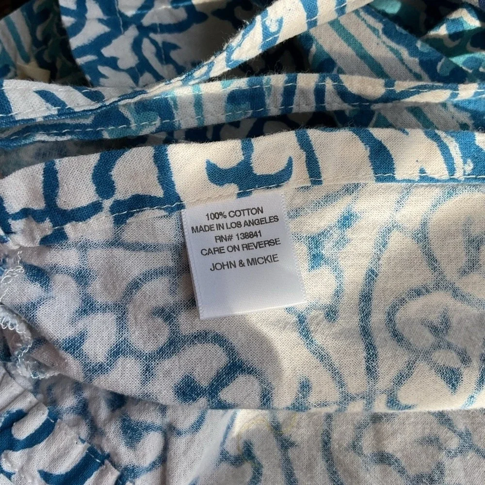 John & Mickie blue and white Print Cotton Maxi Wrap Dress Size 2 - Picture 12 of 14